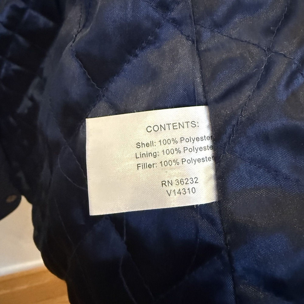 Giacca Navy Blue Hooded Anorak Jacket Quilted Lining Women's Size Small - Picture 6 of 7
